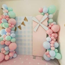 İstoç Parti Pastel Mint Yeşi-Mavi Makaron ve Pembe Makaron Balon Zinciri 100 Adet