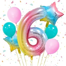 İstoç Parti Gökkuşağı Folyo Balon Seti 6 Yaş