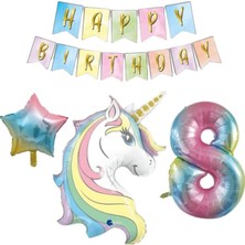 İstoç Parti 8 Yaş Unicorn Folyo Balon Set
