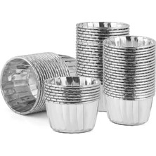 İstoç Parti Metalik Gümüş Renk Muffin Cupcake Kek Kalıbı 25'li