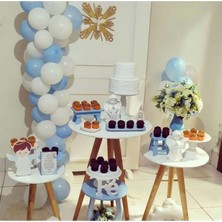 İstoç Parti Makaron Mavi Pastel Beyaz Balon Zinciri 100 Adet