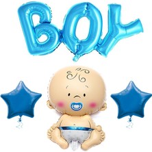 İstoç Parti Boy Mavi Yıldızlı Folyo Balon Set
