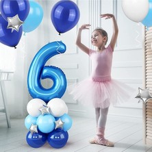 İstoç Parti Mavi Rakam Balon Karşılama Seti Yaş Balonlu Yaş 6