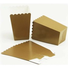 İstoç Parti Gold Renk Popcorn Kutusu Mısır Cips Kutusu 8 Adet