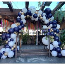 İstoç Parti Krom Gold Gece Mavisi ve Beyaz Balon Seti 50 Adet