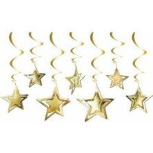 İstoç Parti 10'lu 3D Yıldız Tavan Süsü Gold