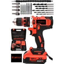 PremiumPort 12V 1.5AH Çelik Darbeli Matkap Seti, Akülü Vidalama Kırmızı