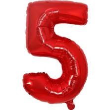 İstoç Parti Folyo Balon Kırmızı 5 Rakamı 40 Inç 100 cm