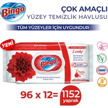 Bingo Yüzey Temizleme Havlusu Sevilen Kokular Lovely 96 ADETX12 (1152 Yaprak)