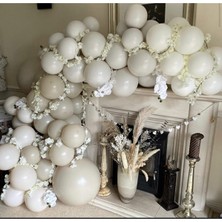 İstoç Parti Pastel Beyaz Gri Balon 60 Adet + 5 Mt. Balon Zinciri
