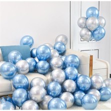 İstoç Parti Gümüş-Mavi Krom Balon 50 Adet