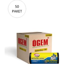 Battal Boy Çöp Torbası 75 x 90 cm 10 Lu Rulo x 50 Paket = 500 Adet (Siyah)