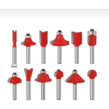 PremiumPort 12 Parça Ahşap Freze Uç Takımı, Ağaç Oyma ve Delme Seti, 6 mm