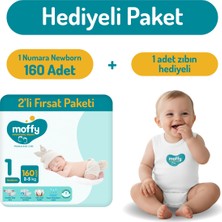 Moffy Jumbo Newborn No 1 Bebek Bezi (80 x 2) 160 Adet + 1 Adet Zıbın Hediyeli
