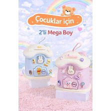 Rosemor 2 Adet Kumbara Mega Boy Sevimli Kawai Tarz Mavi Pembe Renk Ev Baca Kumbara Kilitli Kumbarası Sticker Hediye