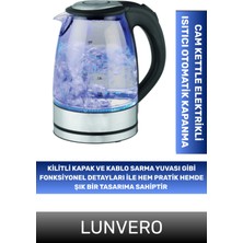 Özbience 1500W Şeffaf Görüntülü LED Aydınlatmalı Elektrikli Cam Kettle