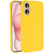 Paladyum Case iPhone 16 Plus Uyumlu Içi Kadife Sarı Lansman Silikon Kılıf