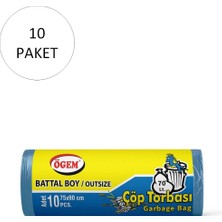 Battal Boy Çöp Torbası 75 x 90 cm 10 Lu Rulo x 50 Paket = 500 Adet (Mavi)
