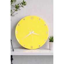 Dekoratif Epoksi Duvar Saati 40 Cm, Neon Sarı Modern Tasarım, Gümüş Detaylı, Sessiz Mekanizma, Yeni Ev ve Ofis Hediyesi
