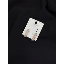 Luxury Gümüş Renk Pembe Küpe
