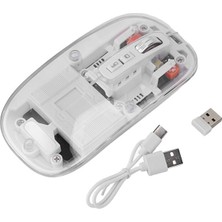 Bosile Premium Şeffaf Kablosuz Mouse: 3 Modlu Bağlantı, Sessiz Tık ve Şarjlı – Modern Slim Tasarım