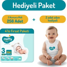 Moffy Jumbo Midi No 3 Bebek Bezi (64 x 4) 256 Adet + 2 Adet Zıbın Hediyeli