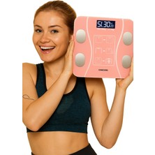 Normadia Akıllı Dijital Baskül, Yağ ve Kas Ölçer, Pembe, Hediye Pil, Vücut Kilo Takibi