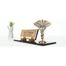 Bronz Cam Isimlik Seti - Krom Kadüse Tıp Logolu - Doktor, Diş Hekimi, Eczacı, Veteriner Hediyesi