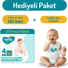 Moffy Jumbo Maxi No 4 Bebek Bezi (60 x 2) 120 Adet + 1 Adet Zıbın Hediyeli
