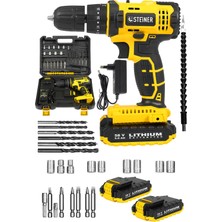 PremiumPort Darbeli Çift Akülü Metal Dişli Şanzumanlı Matkap ve 27 Parça Set