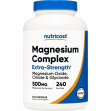 Nutricost Magnesium Complex Extra Strength  / 500 Mg 240 Kapsül  - Oxide Citrate & Glycinate (Us)