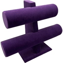 Megass Dekor Iki Kademeli Süet Kaplama Mor Renk 26/18CM Saat Bileklik Sergileme Standı