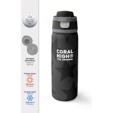 Coral High Siyah Gri Yıldız Desenli Pipetli ve Direkt Içim Çelik Termos 800 ml 38515