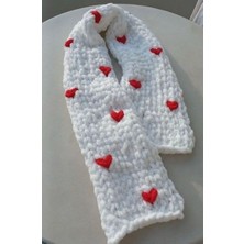 Beyaz Kırmızı Pufyy Atkı