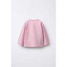 Magu Kız Çocuk Pamuklu Pembe Uzun Kollu Basic T-Shirt