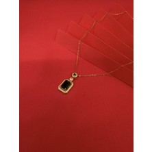 Yeşil Taşlı Gold Kolye