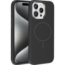 Roketcim iPhone 15 Pro Max Kılıf M-Safe Şarj Özellikli Metal Kamera Çerçeveli Edi Silikon Kapak