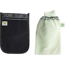 2 Adet Kelebek Kalın Hamam Kesesi 25X17 cm Siyah ve Beyaz Renklerde Orta Kalınlıkta