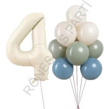 İstoç Parti Krem Rakam ve Balon Seti Yaş-4