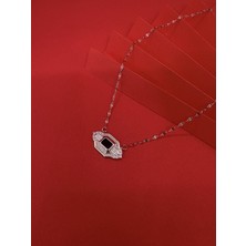 Lacivert Taşlı Gümüş Kolye