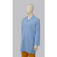 Erkek Klasik Yaka Mavi Renkli Uzun Kol Iş Çalışma  Önlüğü