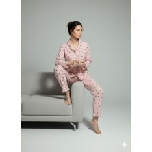 Boston Gül Desenli Önden Düğmeli Pijama Takımı