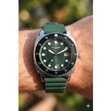 Lee Cooper Koyu Yeşil Spor Erkek Kol Saati | Yeşil Silikon Kordon, Takvimli Şık Tasarım