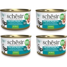Schesir Ton ve Sarı Kuyruk  Jöleli Tamamlayıcı Kedi Konservesi 70 Gr. x 4 Adet