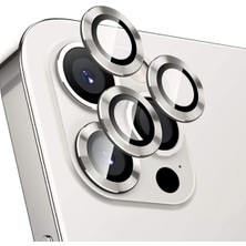 Teknoparkta Iphone 14 Pro Max Kamera Koruyucu Lens Mercek Metal Çerçeveli 3lü Set Gümüş Gri Silver