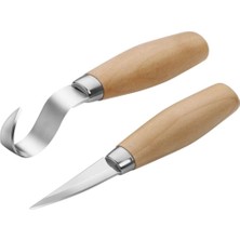 PremiumPort Ahşap Oyma Alet Seti, Kaşık, Kuksa, Oval, Düz, Yontma, Bıçak, 2 Parça