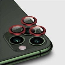 Teknoparkta Apple iPhone 11 Pro Kamera Koruyucu Lens Mercek Metal Çerçeveli 3lü Set Kırmızı Red