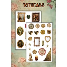 Birikiyedi 2'li Vintage/retro Temalı Çerçeveler,kalpler,semboller Sticker Set/bullet Journal/ajanda
