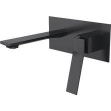 Fontana - Mat Siyah Ankastre Lavabo Bataryası Seti (Sıvaaltı Dahil) Outlet - FJ-A3005-