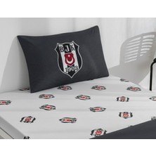 Taç Zorluteks Lisanslı Bjk  Beşiktaş Siyah Beyaz Tek Kişilik Pamuk Lastikli Çarşaf Seti 2 Parça